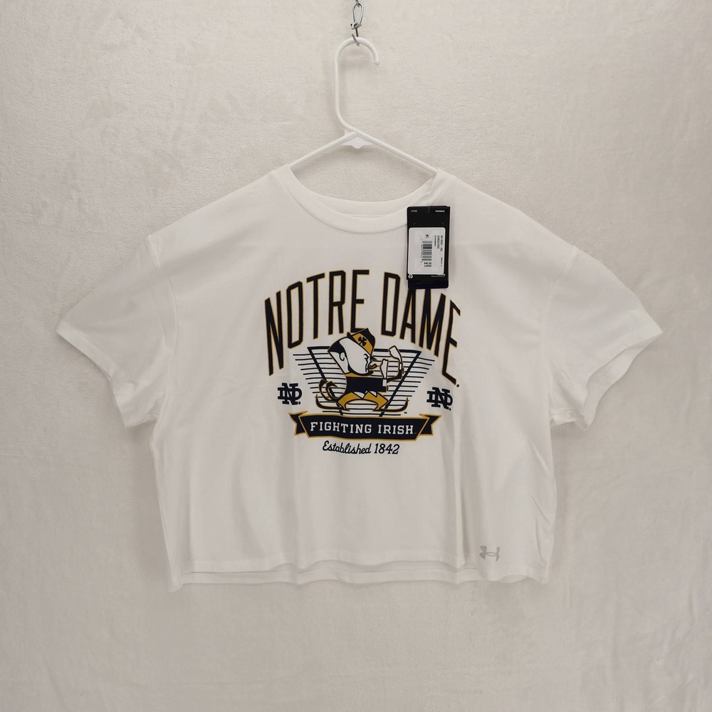 Under Armour Notre Dame Fighting Irish Women Large White Cropped T-Shirt